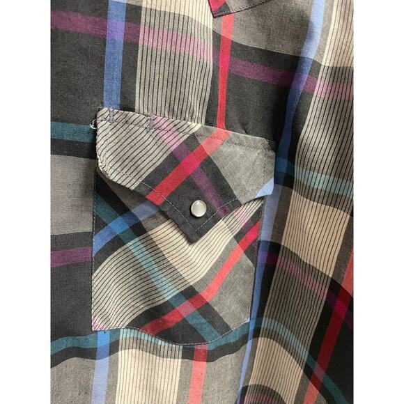 Ely Plains Cattleman Plaid Colorful Pearl Snap Western Shirt Rockabilly Cowboy - Picture 3 of 5